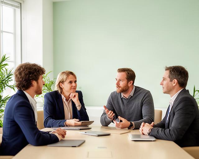 Team van Nederlandse bedrijfsadviseurs in gesprek in een lichte vergaderruimte